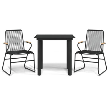 vidaXL 3-tlg. Garten-Essgruppe Schwarz PVC Rattan