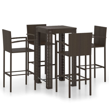 vidaXL Ensemble de bar de jardin 5 pièces avec accoudoirs Résine tressée Marron
