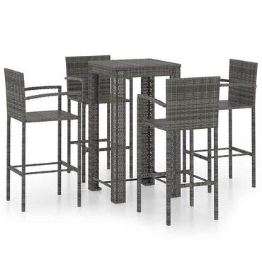 vidaXL Ensemble de bar de jardin 5 pcs avec accoudoirs Résine tressée Gris