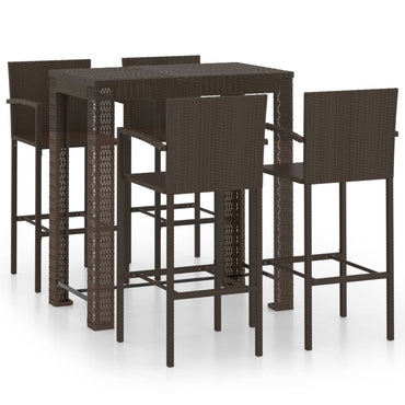 vidaXL Ensemble de bar de jardin 5 pièces avec accoudoirs Résine tressée Marron