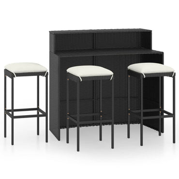 vidaXL Ensemble de bar de jardin 4 pièces avec coussins Noir