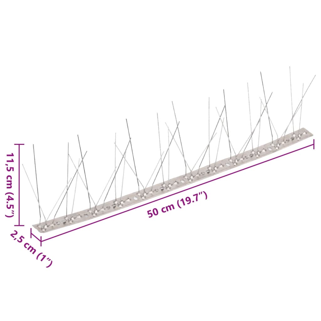 vidaXL 40-tlg. Taubenabwehr Spikes-Set Edelstahl 20 m 5-reihig