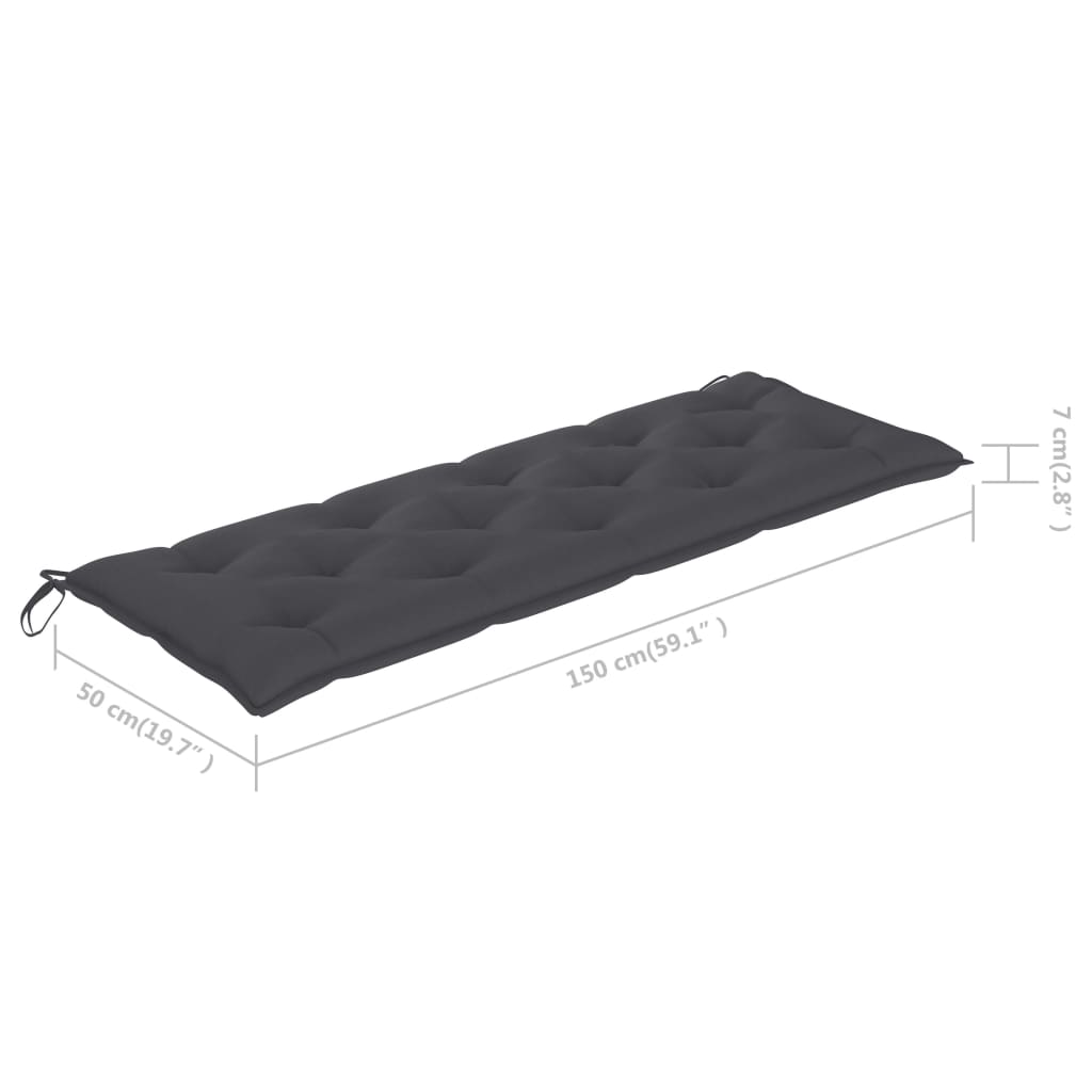 vidaXL Gartenbank mit Anthrazit Auflage 150 cm Massivholz Teak