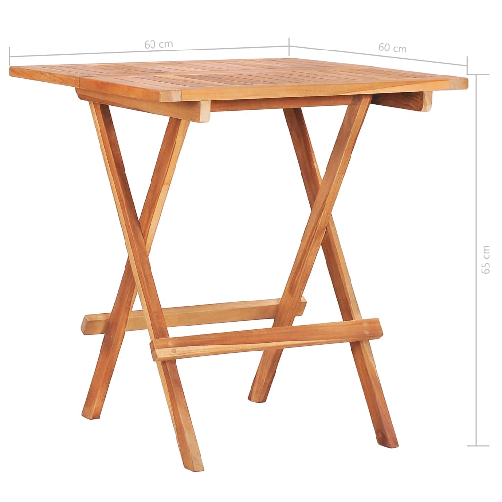 3-tlg. Bistro-Set mit Kissen Grau Karomuster Massivholz Teak