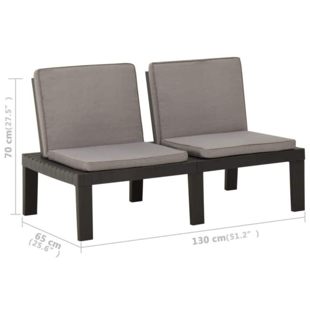vidaXL Salon de jardin 4 pcs avec coussins Plastique Gris