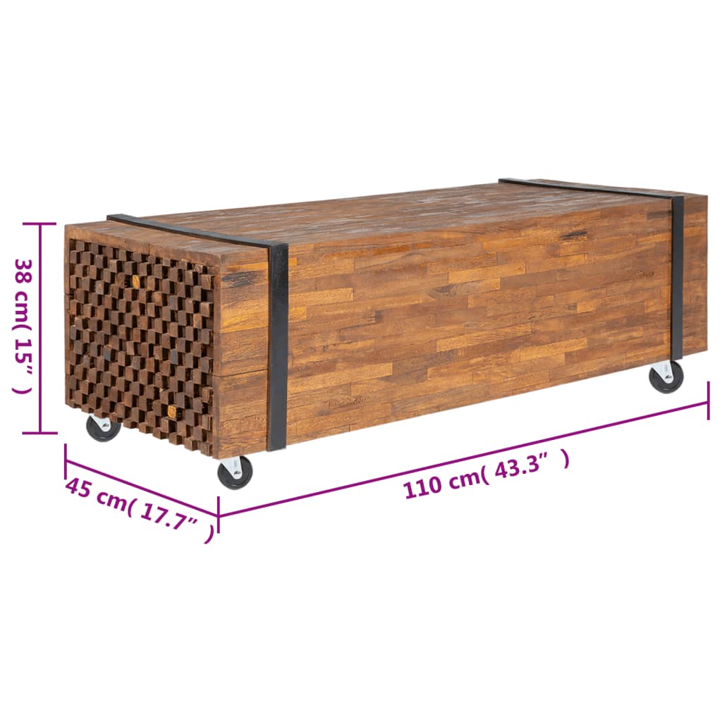 vidaXL Table basse 110x45x38 cm Bois de teck massif