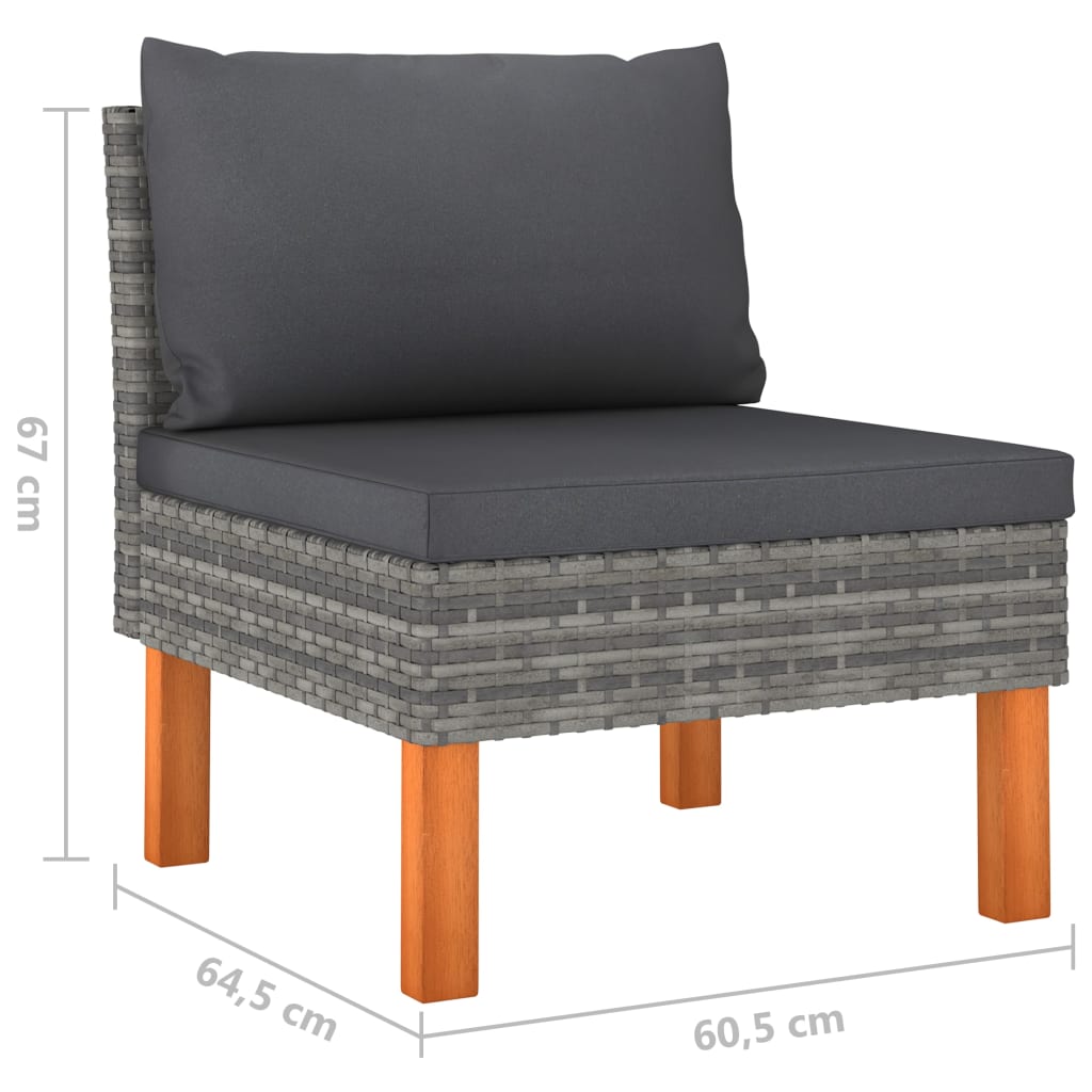 vidaXL 4-tlg. Garten-Lounge-Set mit Kissen Poly Rattan Grau