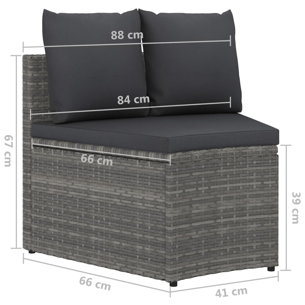 vidaXL 4-tlg. Garten-Sofagarnitur mit Auflagen Poly Rattan Grau