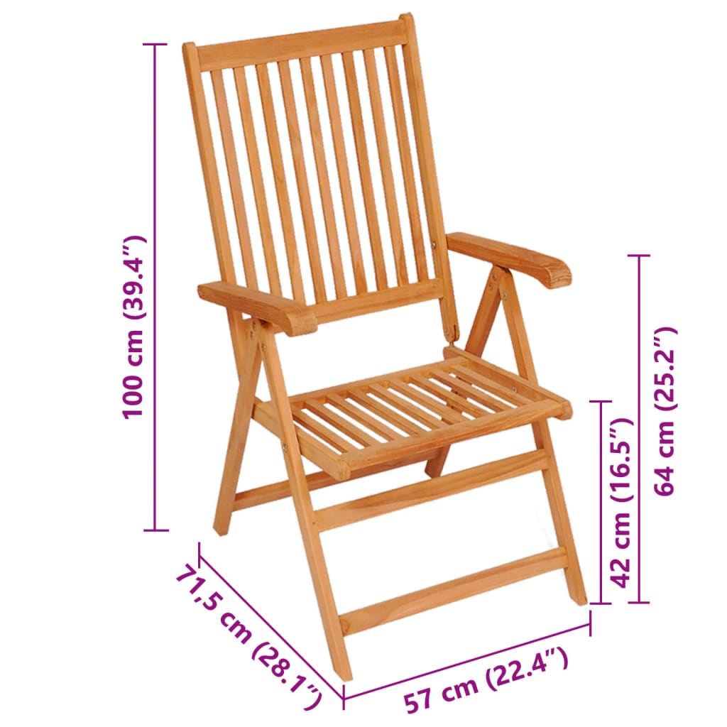 vidaXL Gartenstühle 6 Stk. Graue Karomuster-Kissen Massivholz Teak