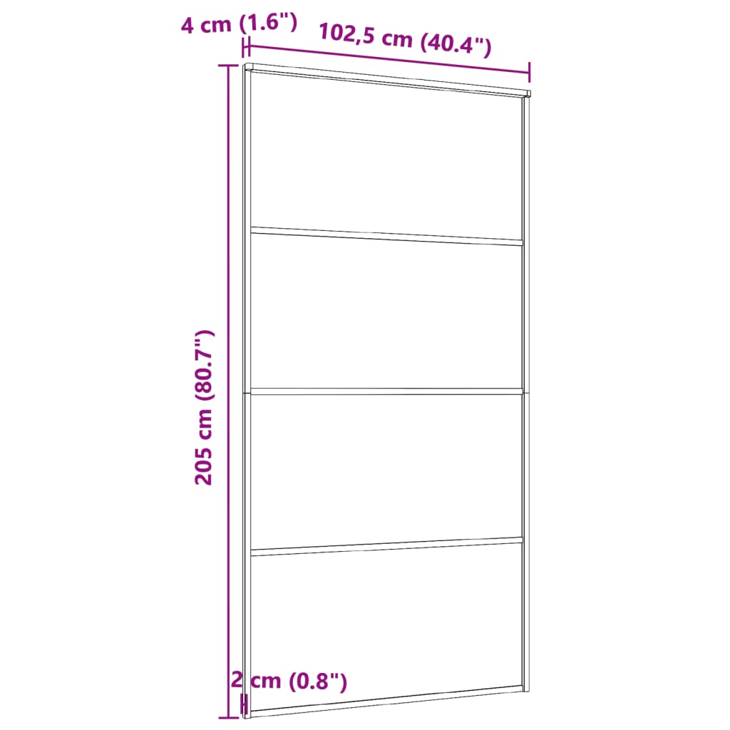Schiebetür Aluminium und ESG Glas 102,5x205 cm Schwarz
