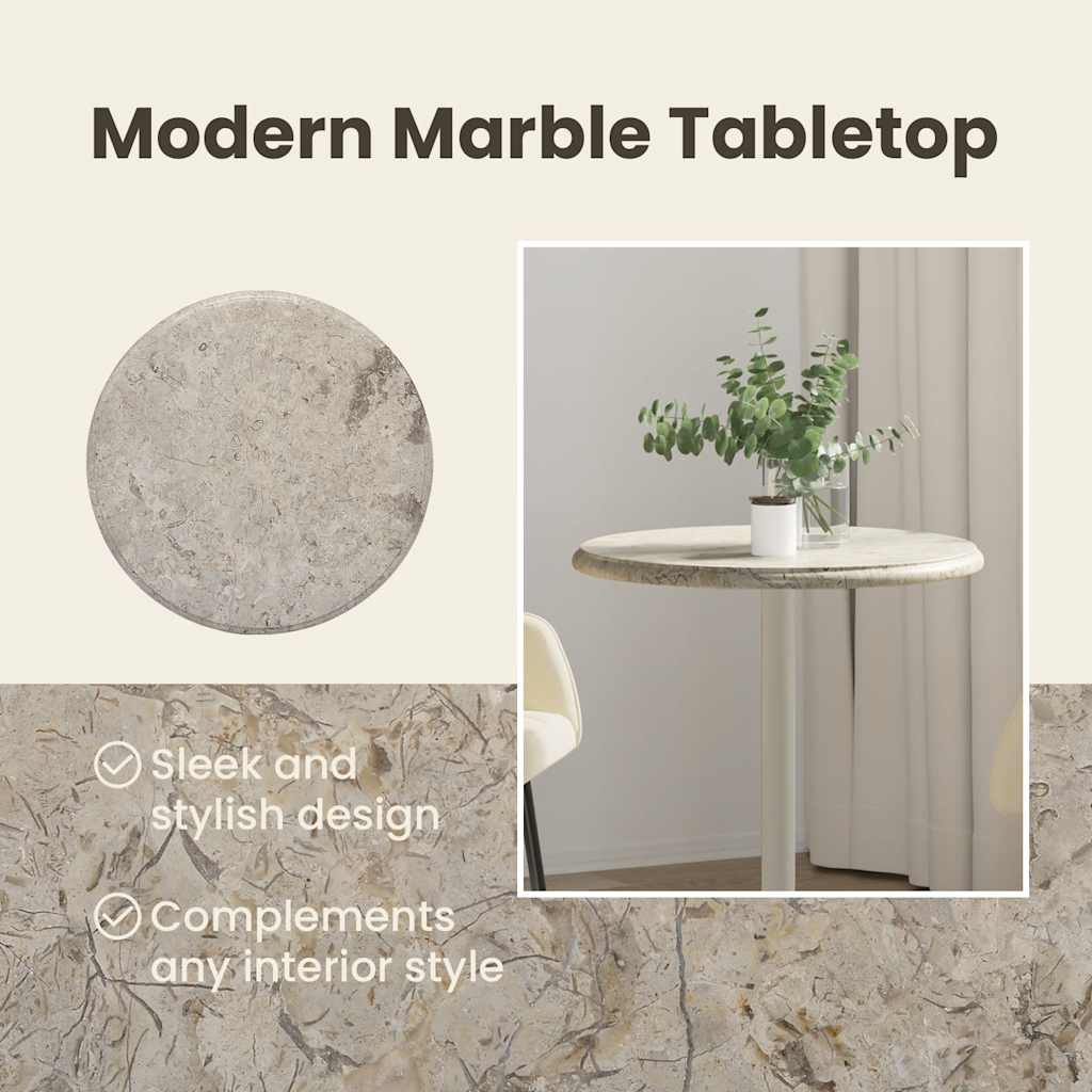 vidaXL Plateau de table Gris Ø50x2,5 cm Marbre