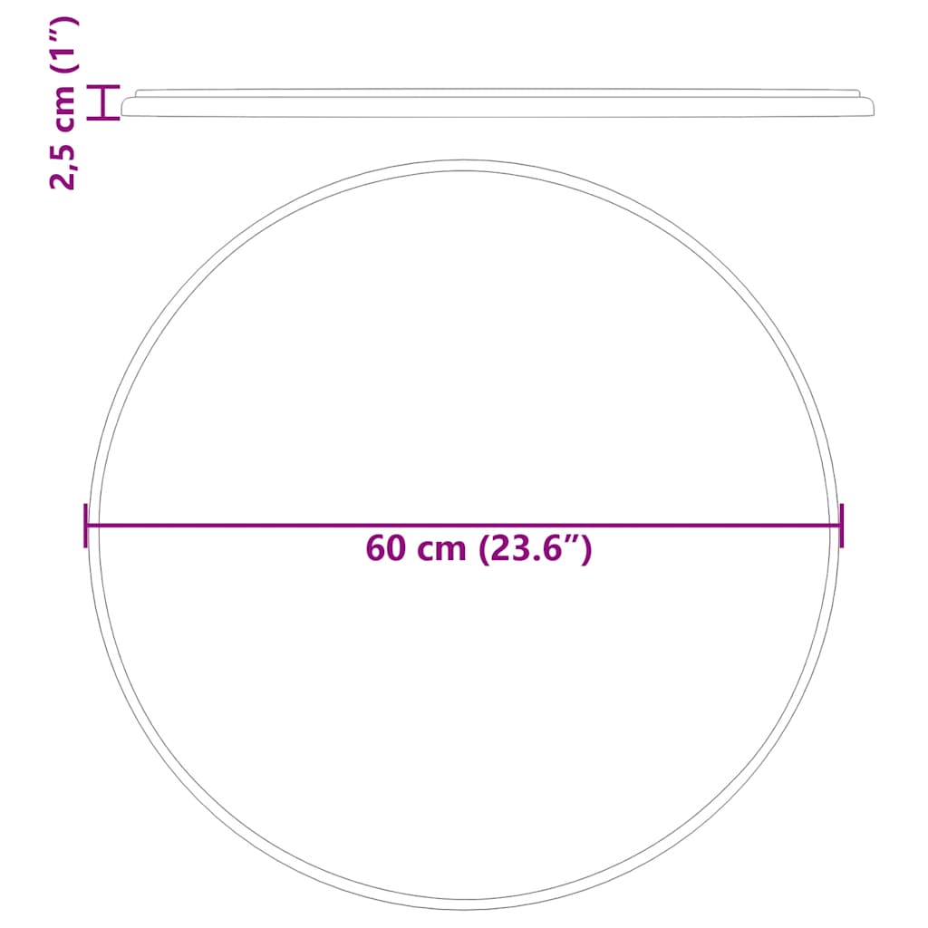 vidaXL Tischplatte Grau Ø60x2,5 cm Marmor