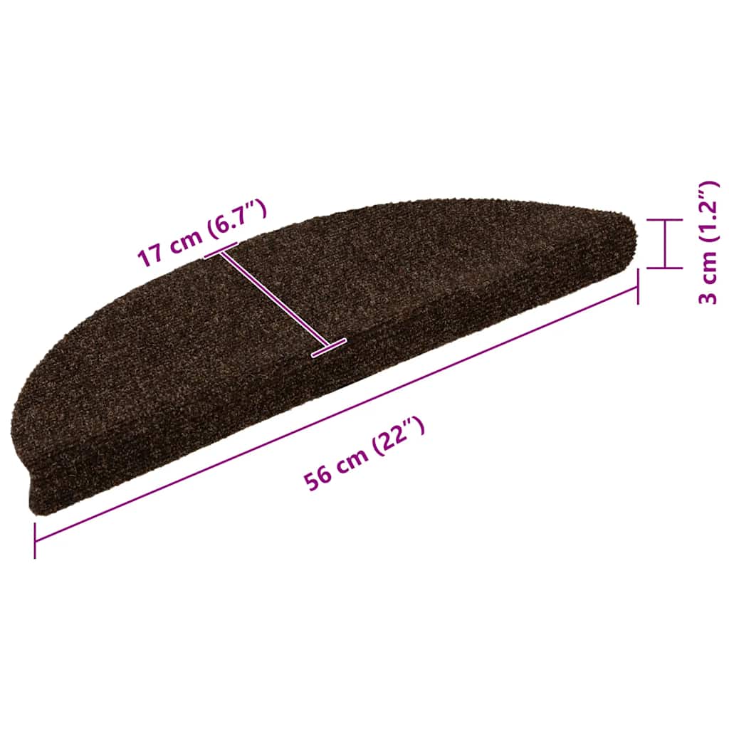 vidaXL Stufenmatten Selbstklebend 5 Stk. 56x17x3 cm Braun Halbrund