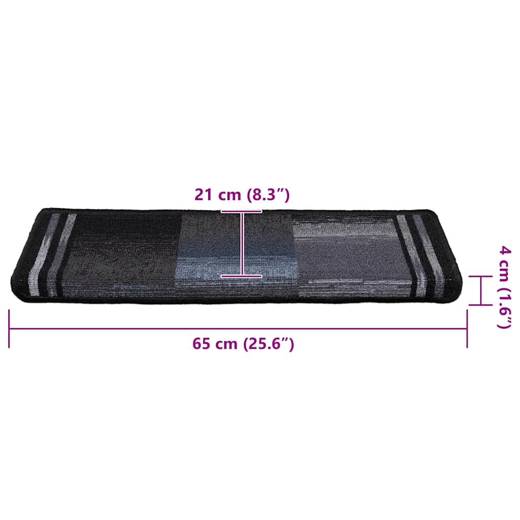 Stufenmatten Selbstklebend 5 Stk. 65x21x4 cm Schwarz Grau