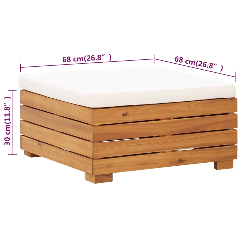 vidaXL Table de jardin et tabourets avec coussins Bois d'acacia massif