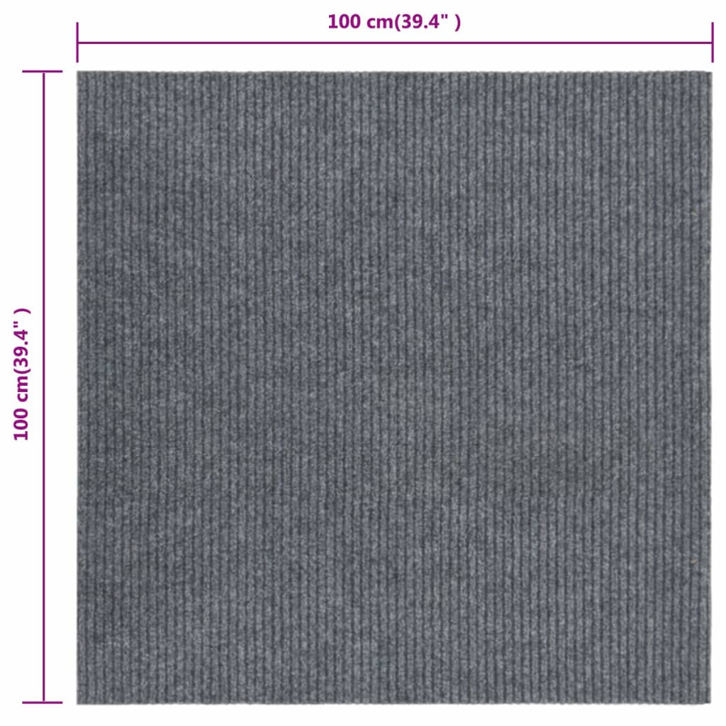 vidaXL Paillasson en caoutchouc 100x100 cm Gris