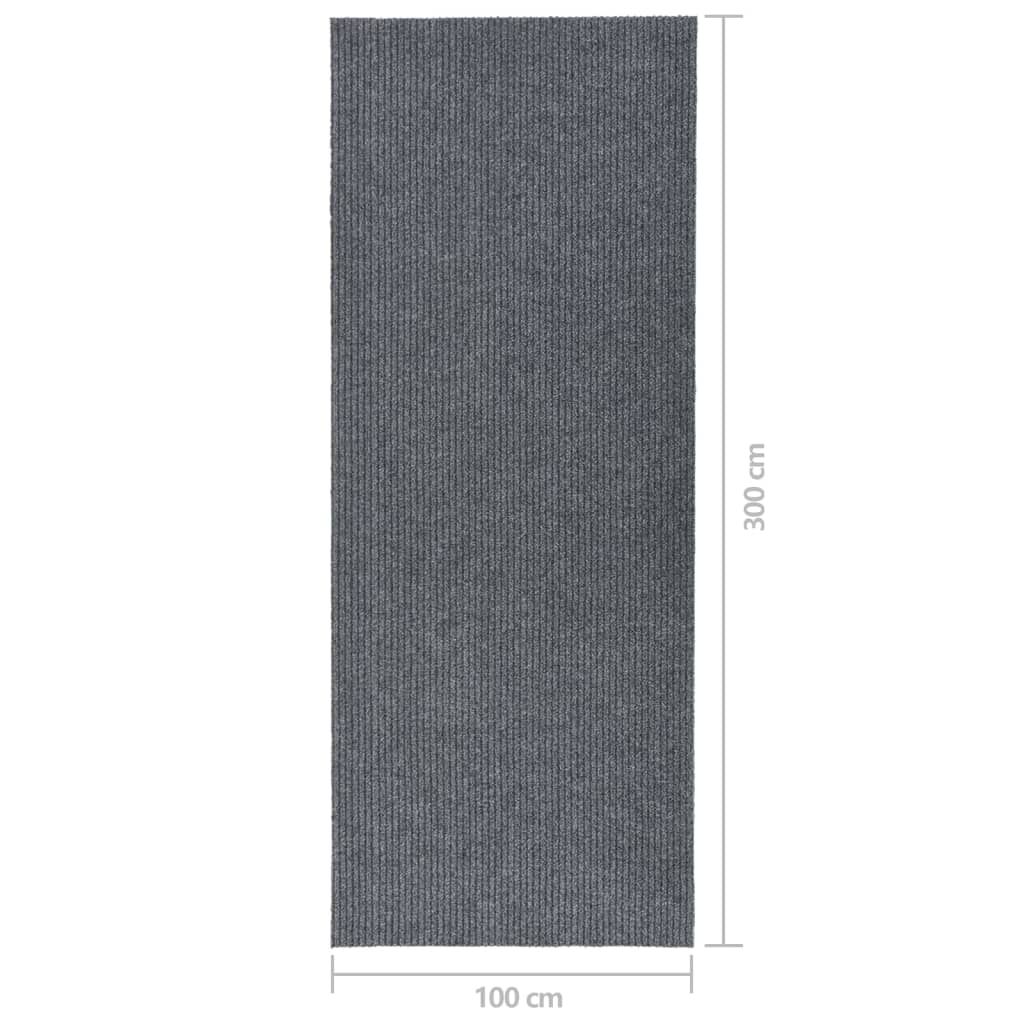 vidaXL Paillasson en caoutchouc Gris 100x300 cm