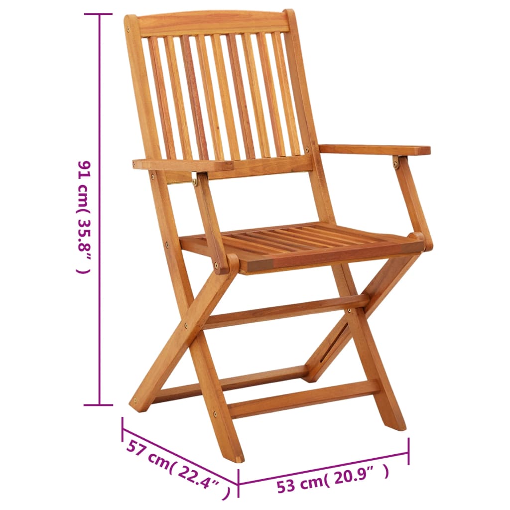 vidaXL Chaises de jardin pliables 2 pcs. Bois d'eucalyptus massif
