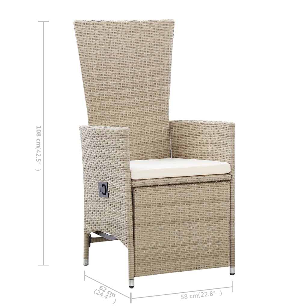 vidaXL 5-tlg. Garten-Essgruppe Beige