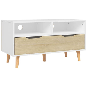 Meuble TV vidaXL blanc et chêne Sonoma 90x40x48,5 cm en bois d'ingénierie