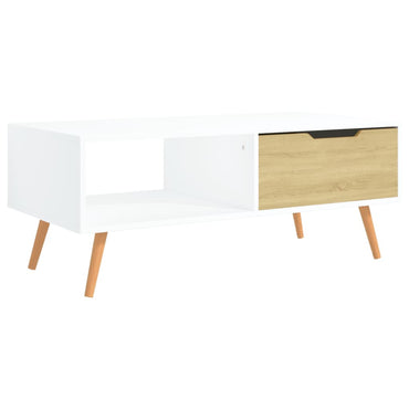 vidaXL Couchtisch Weiß und Sonoma-Eiche 100x49,5x43 cm Holzwerkstoff