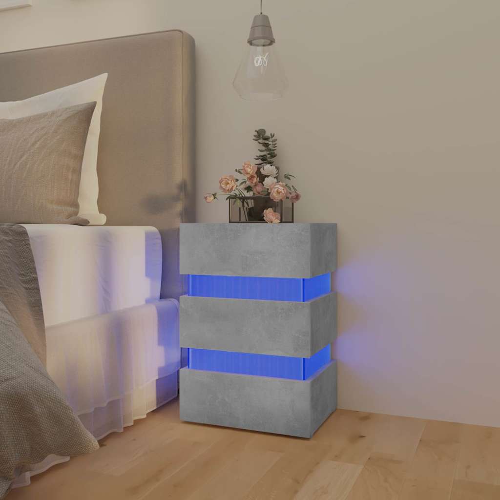 vidaXL Table de chevet à LED gris béton 45x35x67 cm Aggloméré
