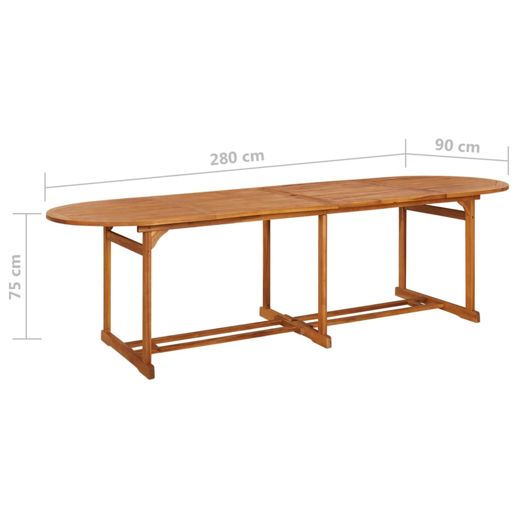 vidaXL Garten-Esstisch 280x90x75 cm Massivholz Akazie