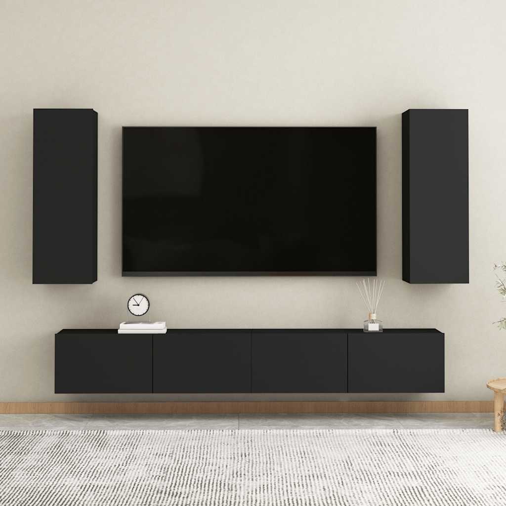 vidaXL Meuble TV Noir 30,5x30x90 cm Bois d'ingénierie