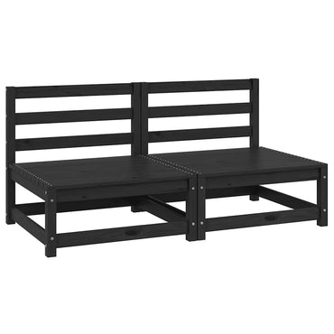 vidaXL Garten-Mittelsofas 2 Stk. Schwarz Kiefer Massivholz
