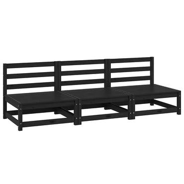 vidaXL Garten-Mittelsofas 3 Stk. Schwarz Kiefer Massivholz