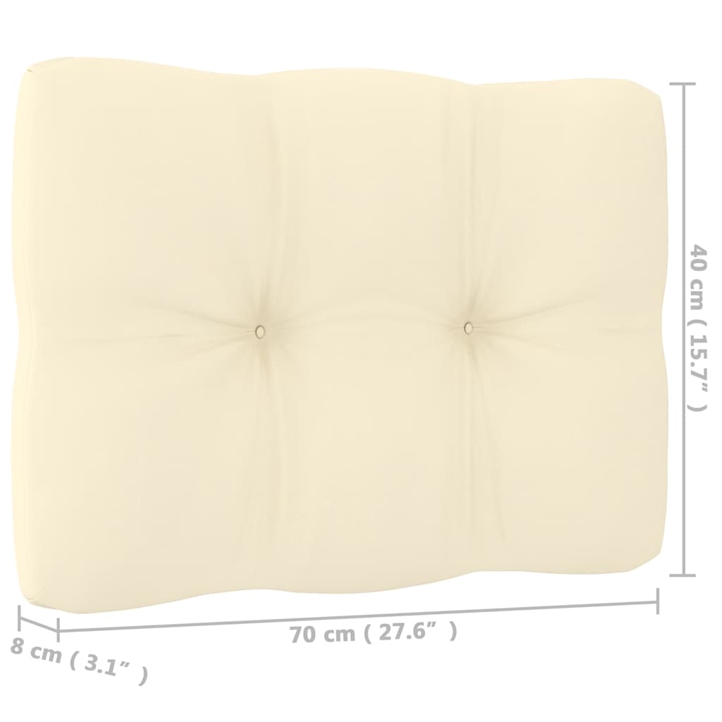 Garten-Mittelsofas mit Creme Kissen 2 Stk. Massivholz Kiefer