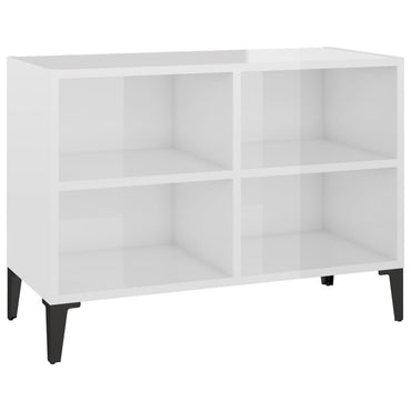 vidaXL TV-Schrank mit Metallbeinen Hochglanz-Weiß 69,5x30x50cm
