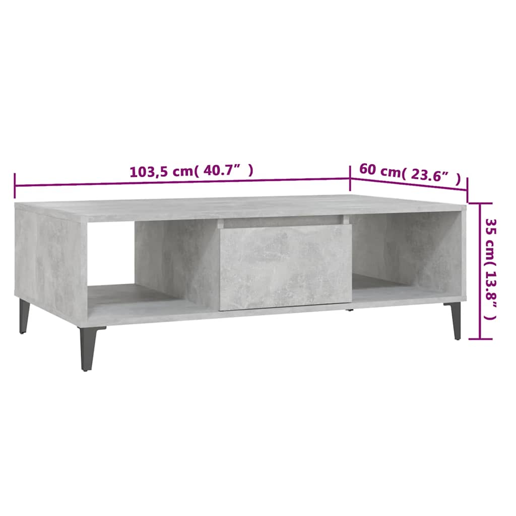 vidaXL Couchtisch Betongrau 103,5x60x35 cm Holzwerkstoff