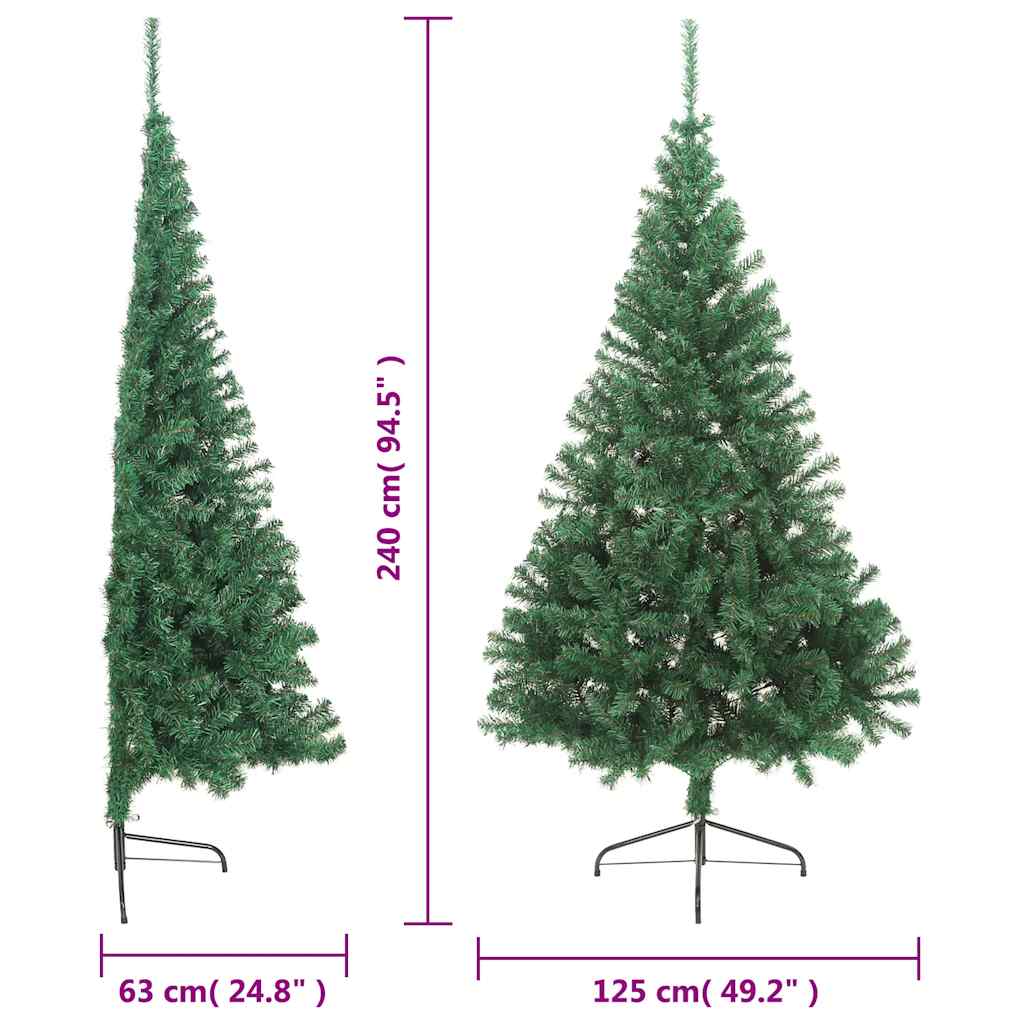 vidaXL Künstlicher Halb-Weihnachtsbaum mit Ständer Grün 240 cm PVC