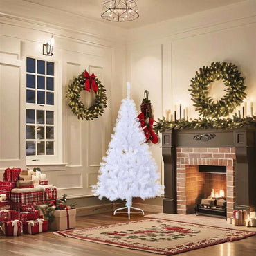 vidaXL Künstlicher Halb-Weihnachtsbaum mit Ständer Weiß 150 cm PVC