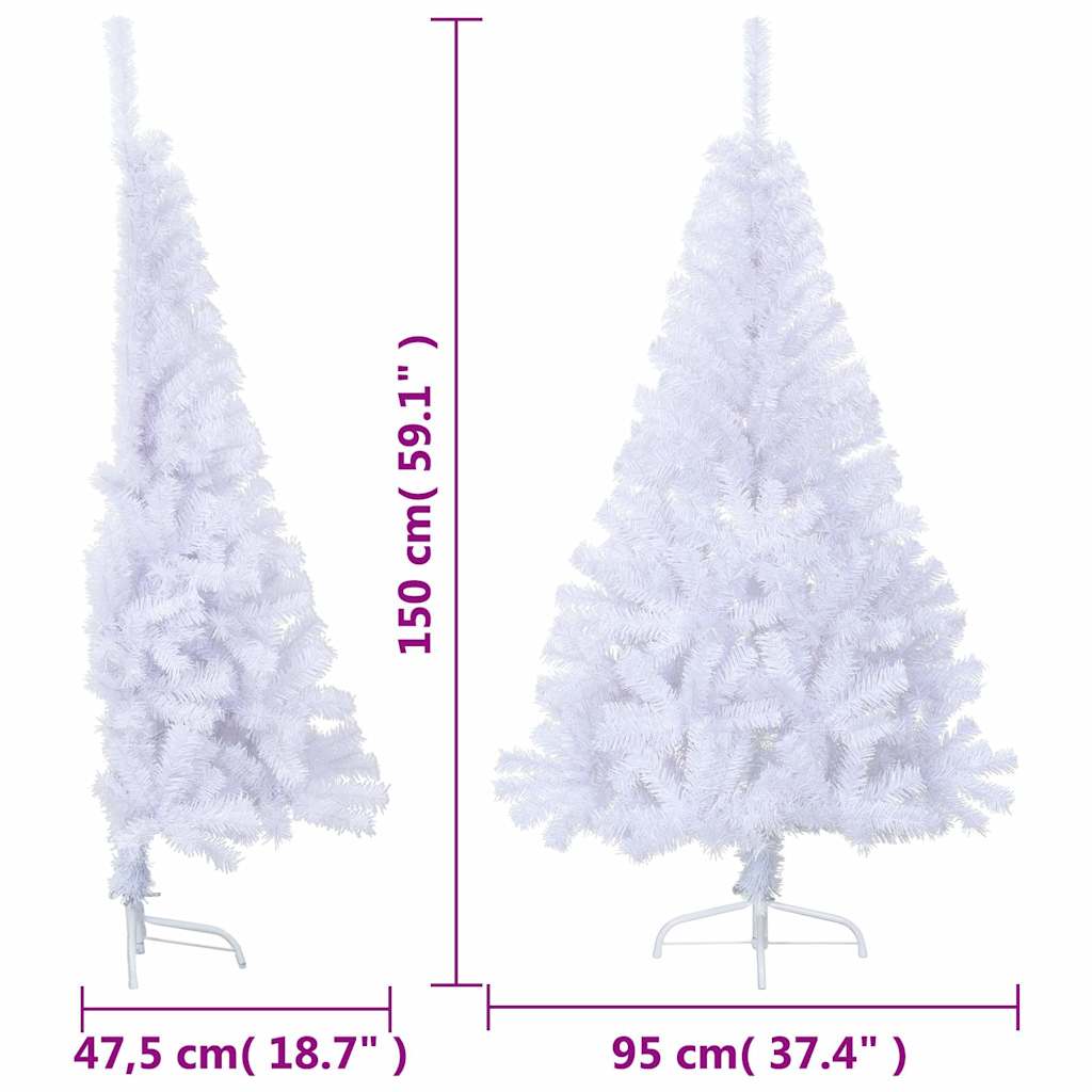 vidaXL Künstlicher Halb-Weihnachtsbaum mit Ständer Weiß 150 cm PVC