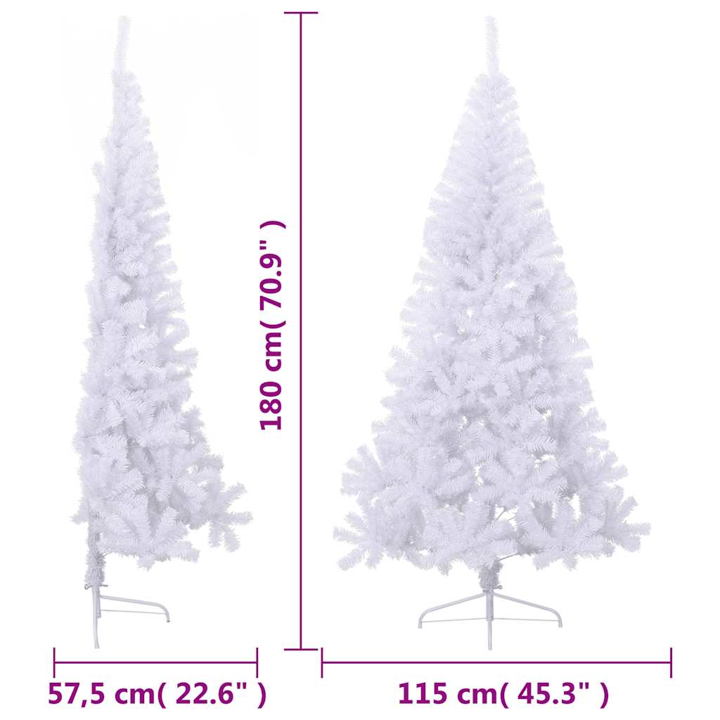 vidaXL Künstlicher Halb-Weihnachtsbaum mit Ständer Weiß 180 cm PVC