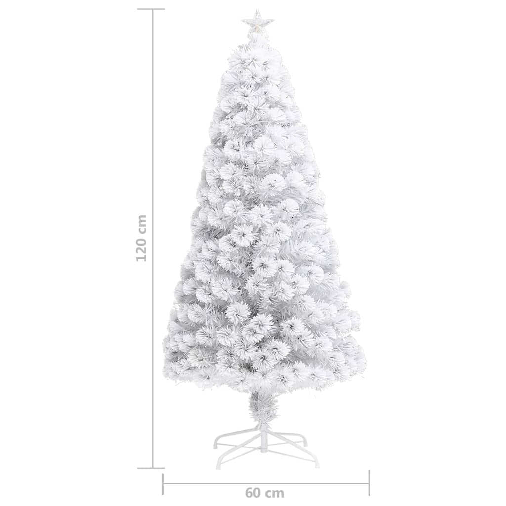 vidaXL Künstlicher Weihnachtsbaum mit Beleuchtung Weiß 120cm Glasfaser
