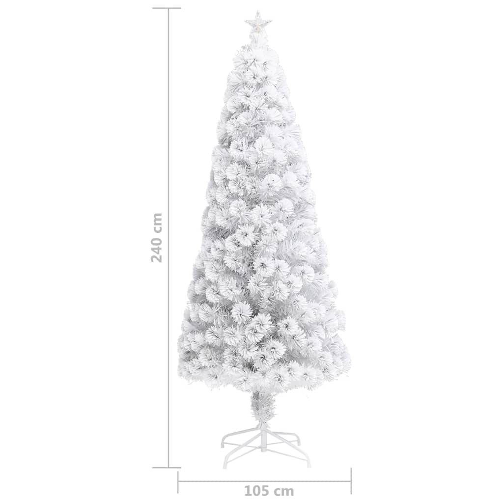 vidaXL Künstlicher Weihnachtsbaum mit Beleuchtung Weiß 240cm Glasfaser