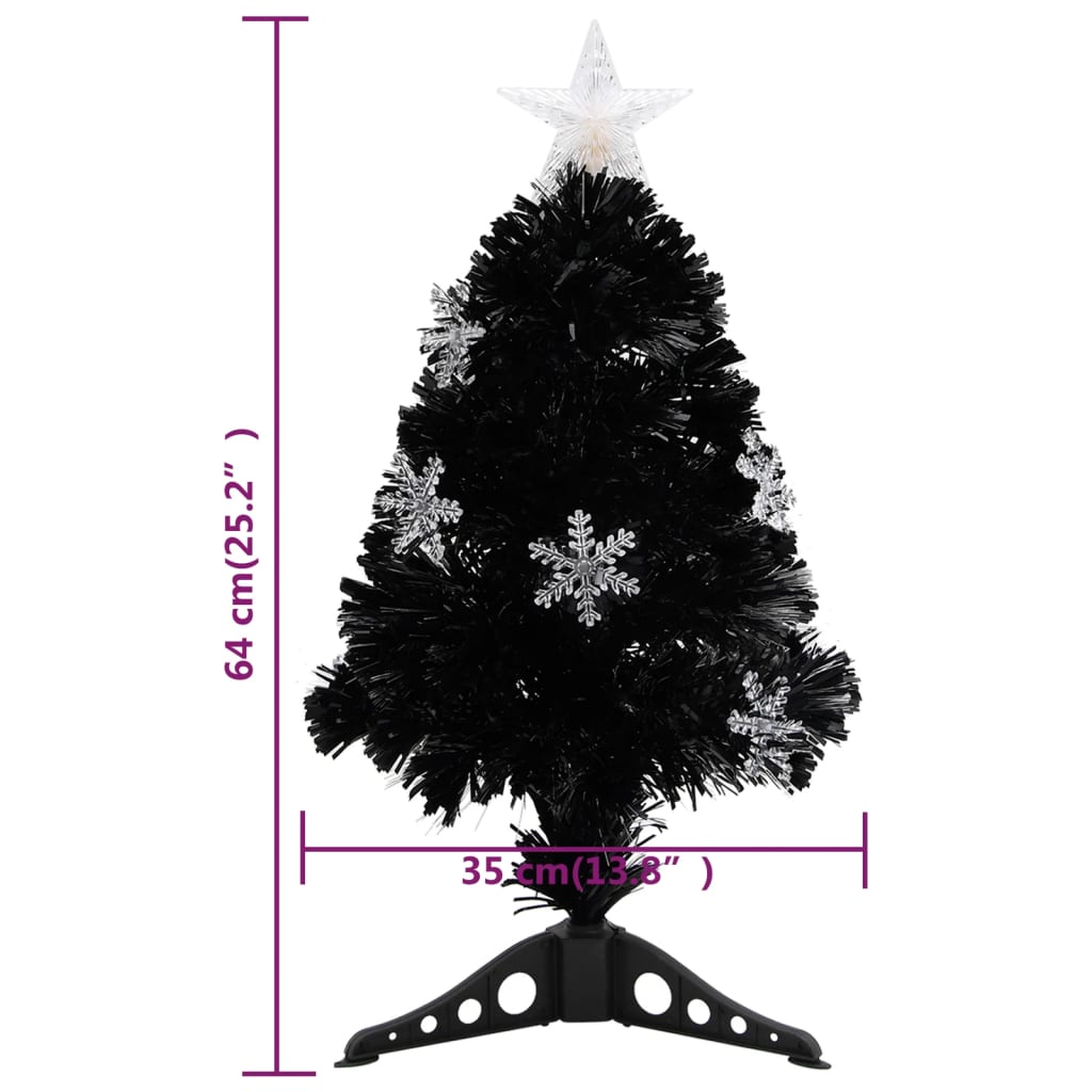 vidaXL Weihnachtsbaum mit LED-Schneeflocken Schwarz 64 cm Fiberoptik