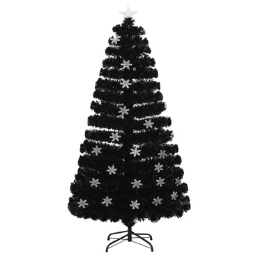 vidaXL Weihnachtsbaum mit LED-Schneeflocken Schwarz 120 cm Fiberoptik