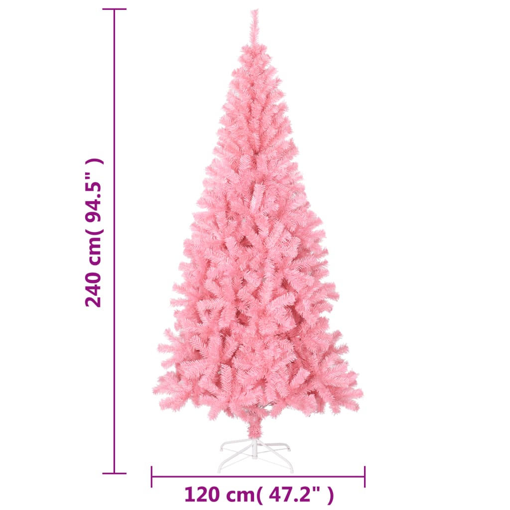 vidaXL Künstlicher Weihnachtsbaum mit Ständer Rosa 240 cm PVC