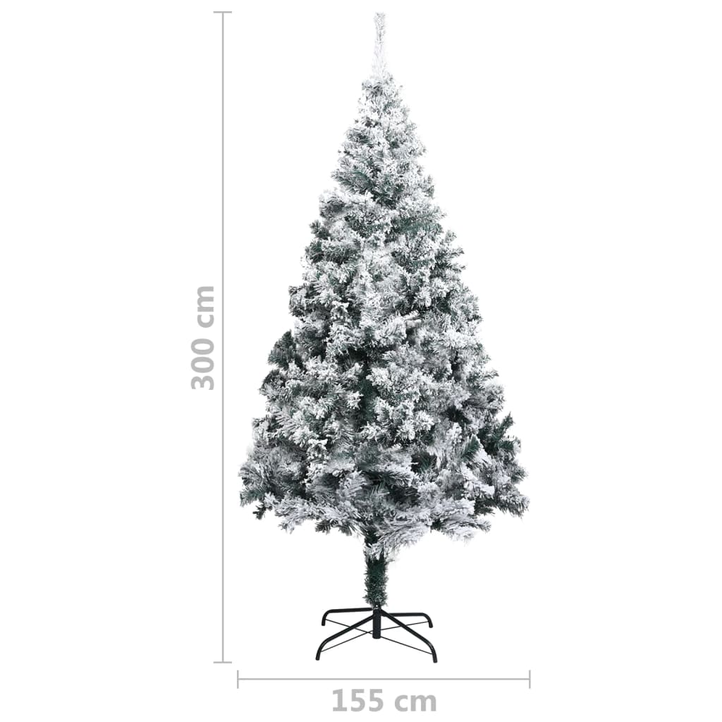 vidaXL Künstlicher Weihnachtsbaum Beschneit Grün 300 cm PVC