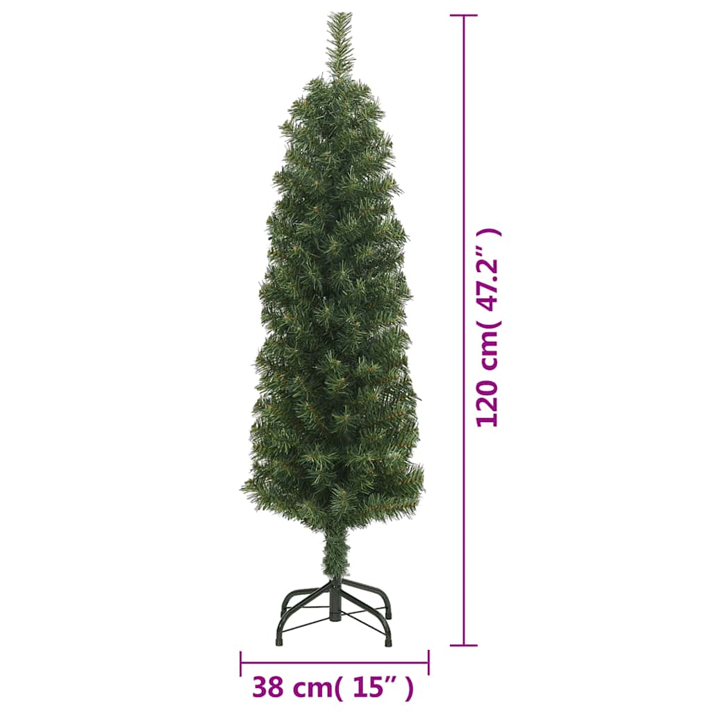 vidaXL Künstlicher Weihnachtsbaum Schlank mit Ständer Grün 120 cm PVC