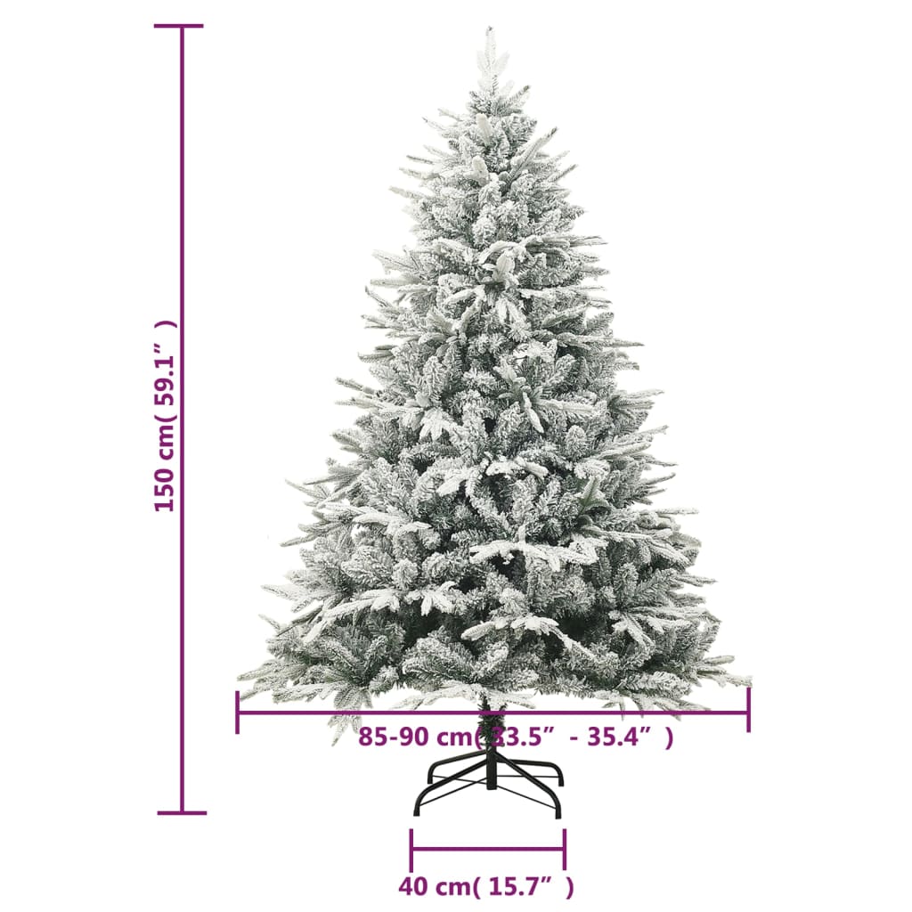 vidaXL Künstlicher Weihnachtsbaum Beschneit Grün 150 cm PVC PE