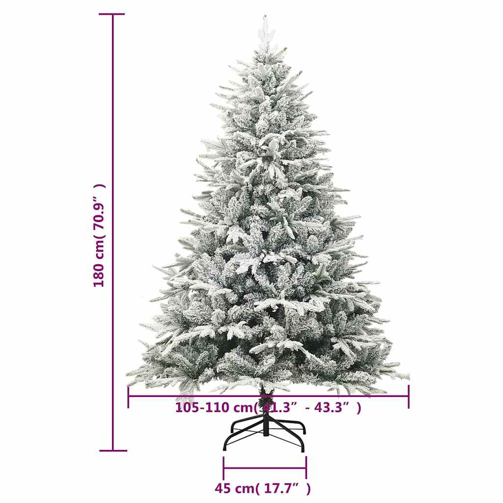 vidaXL Künstlicher Weihnachtsbaum Beschneit Grün 180 cm PVC PE