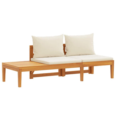 vidaXL Banc de jardin avec table et coussins blanc crème Bois d'acacia massif
