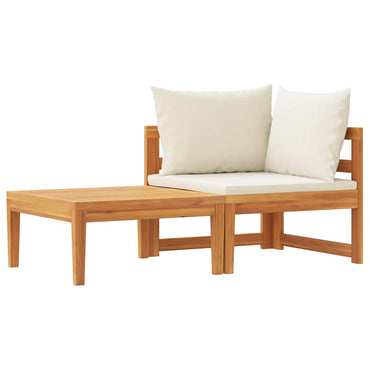 vidaXL Ensemble de salon de jardin 2 pcs avec coussins Crème Bois d'acacia