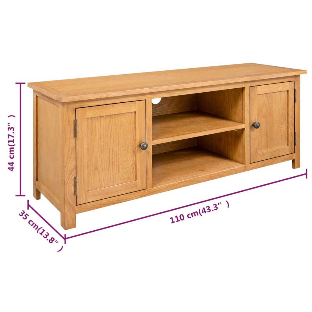vidaXL Meuble TV 110x35x44 cm Bois de chêne massif