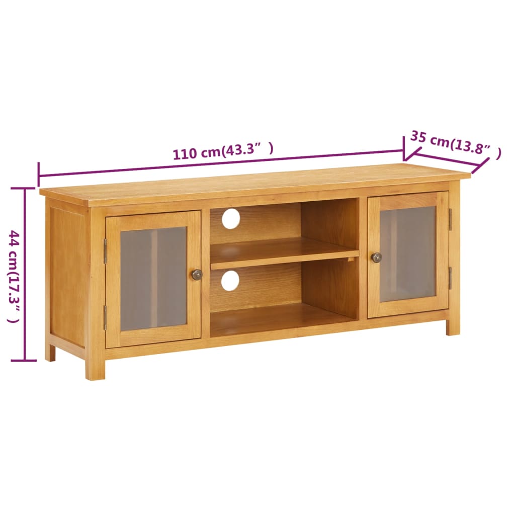 vidaXL Meuble TV 110x35x44 cm Bois de chêne massif